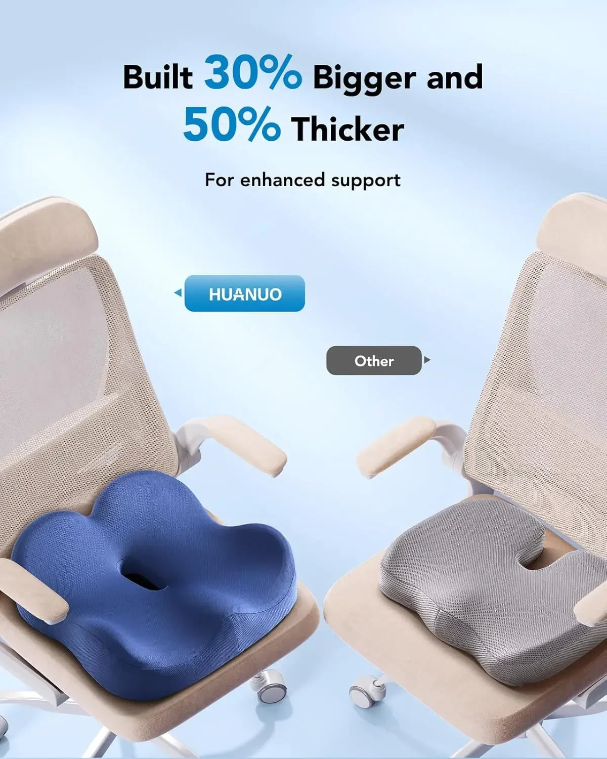 Ergonomic Memory Foam Cooling Gel Seat Cushion for Office Chair, Car, Home - Hip Support & Pressure Relief Peaceful Pleasures Health and Wellness