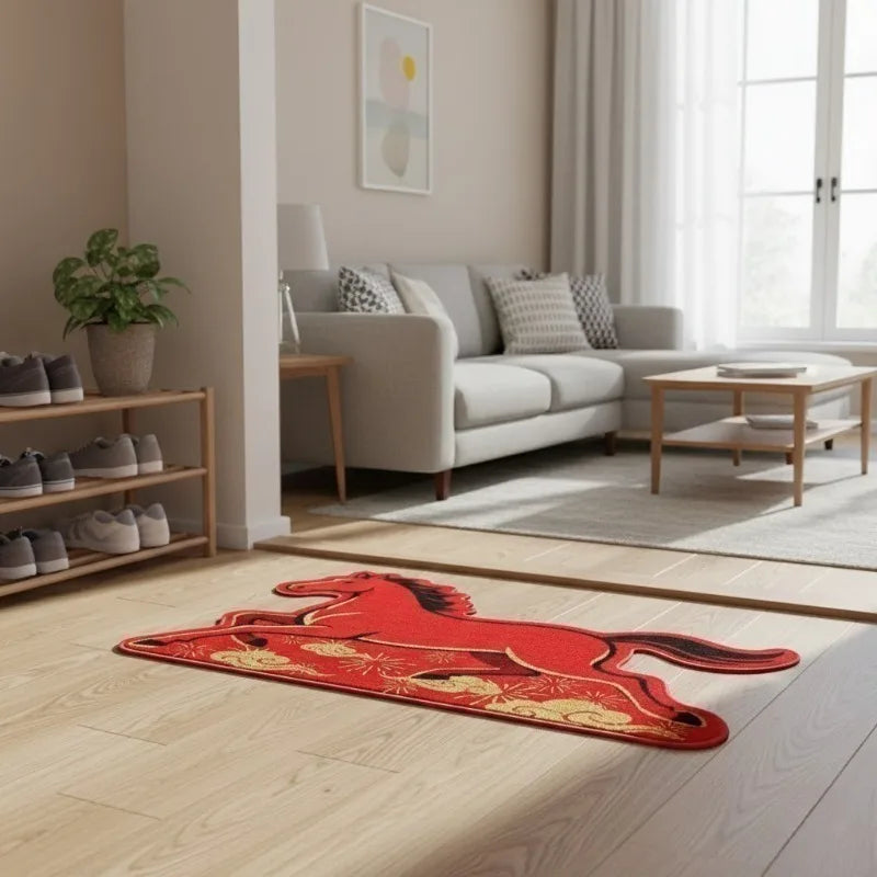 2026 Year of the Horse Crystal Velvet Rug – Stain Resistant