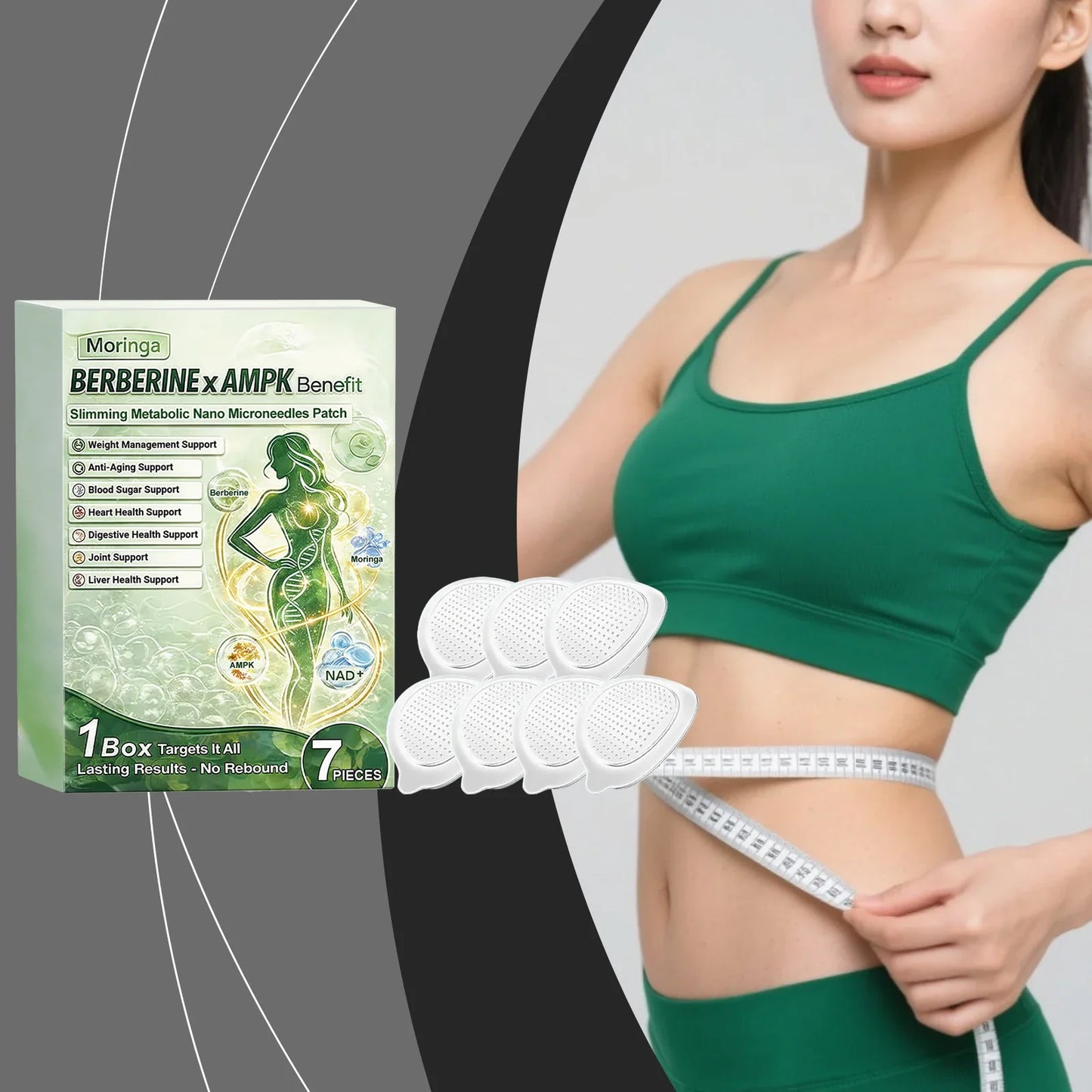 Berberine Moringa Nano Microneedle Body Patch | NAD+ AMPK