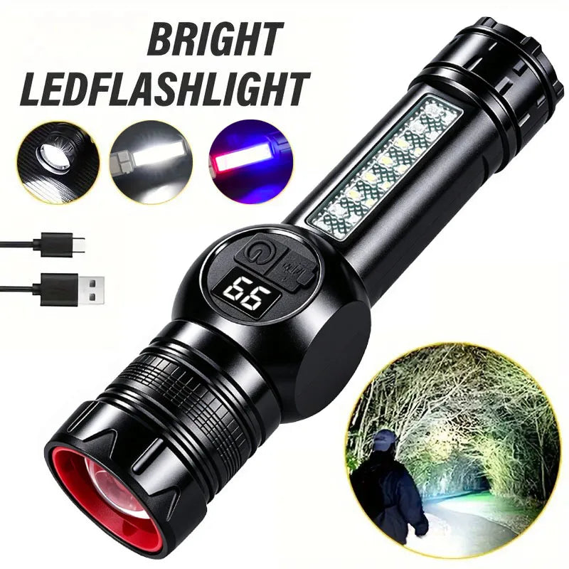Mikenoon Magnetic LED Flashlight USB Rechargeable + Side Light