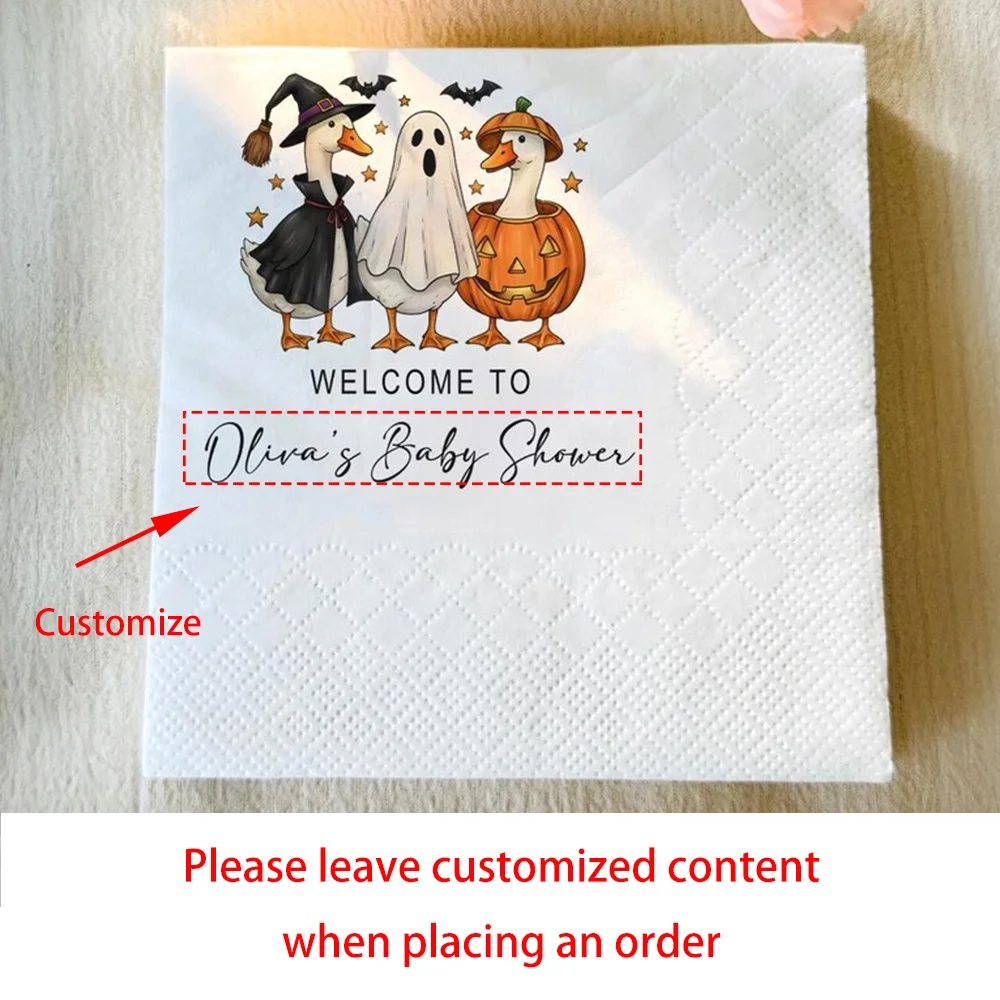 Halloween Baby Shower Napkins – Spooky Duck 40-Pack Custom