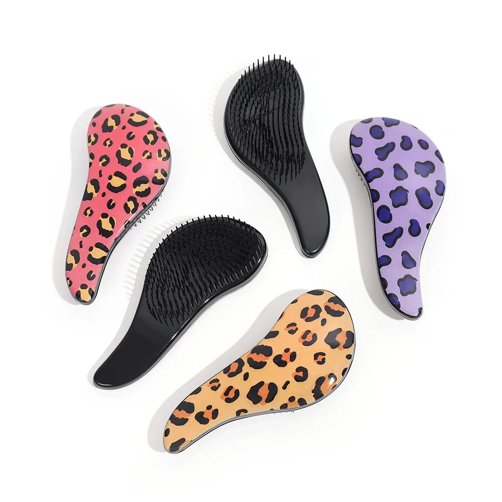 Leopard Print Air Cushion Detangling Hair Comb & Massager