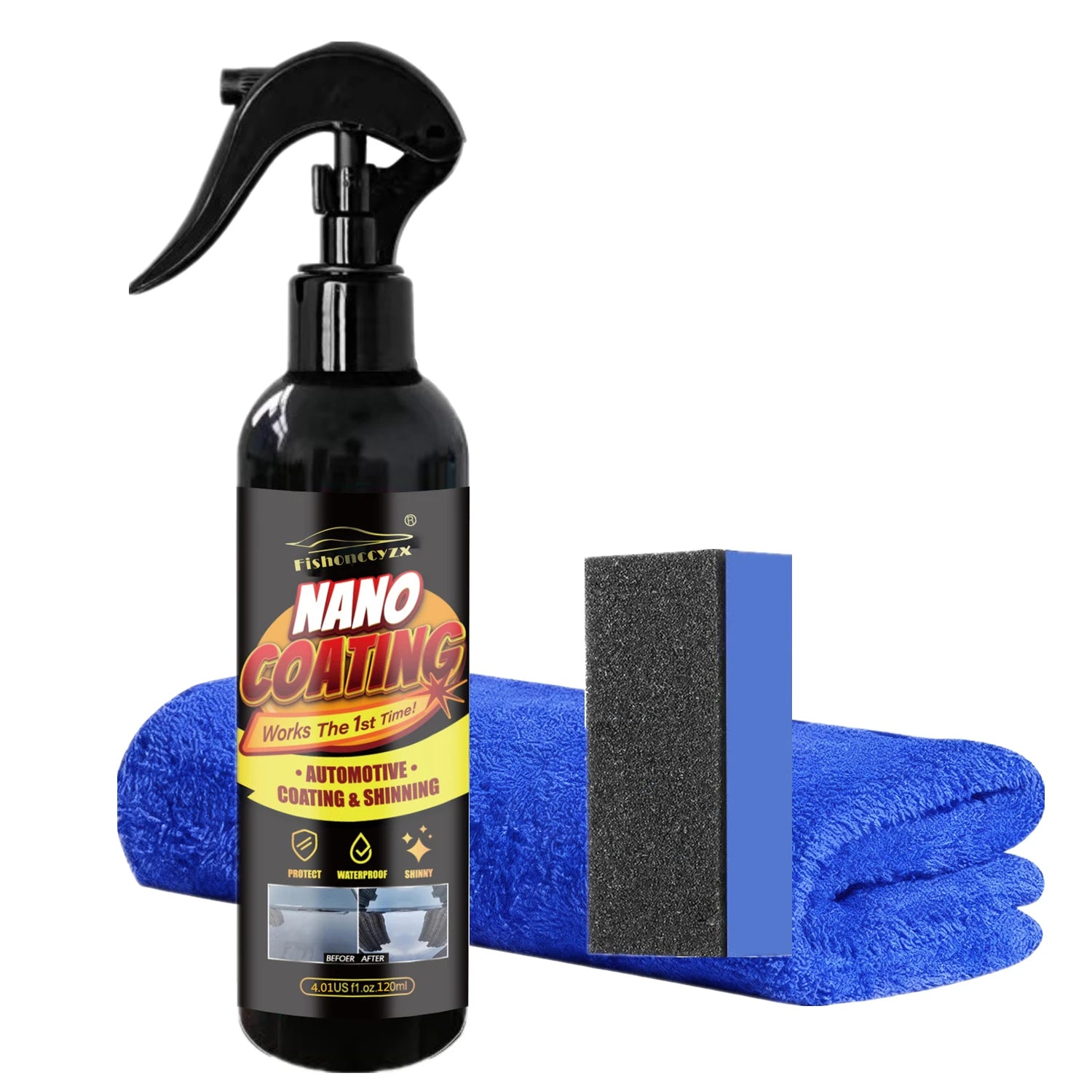 Car Coating Spray Quick Effect Coating Agent Coat Car Wax Car Scratch Wax Coating Spray Oil Film Emulsion Glass Cleaner Peaceful Pleasures Health and Wellness 120ml set