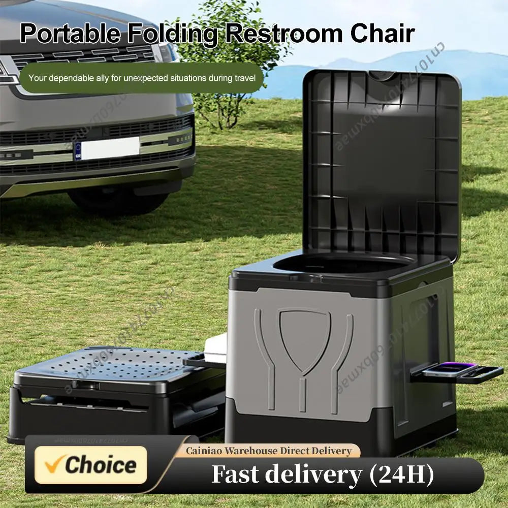 Folding Portable Toilet with Paper Holder & Lid Emergency Toilet Reusable for Camping Travel Outdoor Car RV & Emergency Use Peaceful Pleasures Health and Wellness