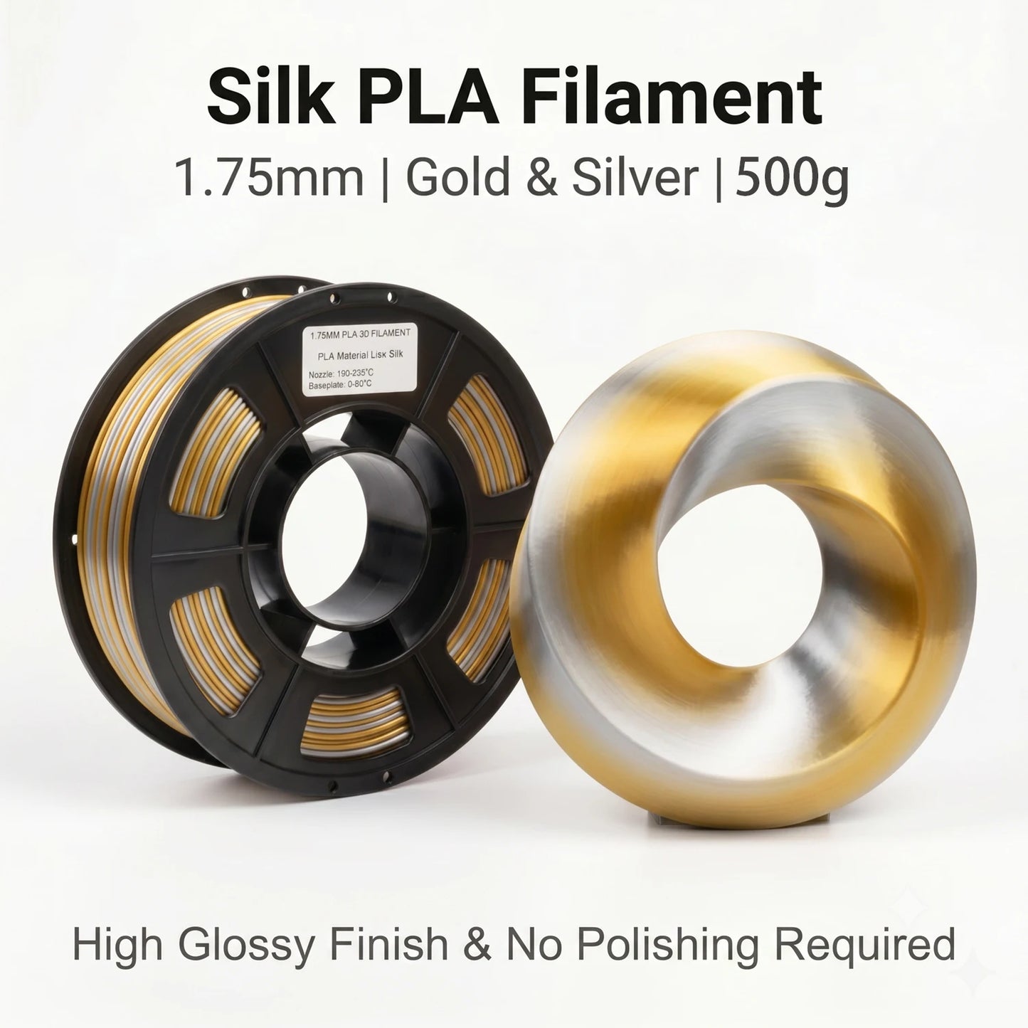 Silk PLA+ Dual Color 3D Filament 1.75mm | DINGSUN 3D Gradient