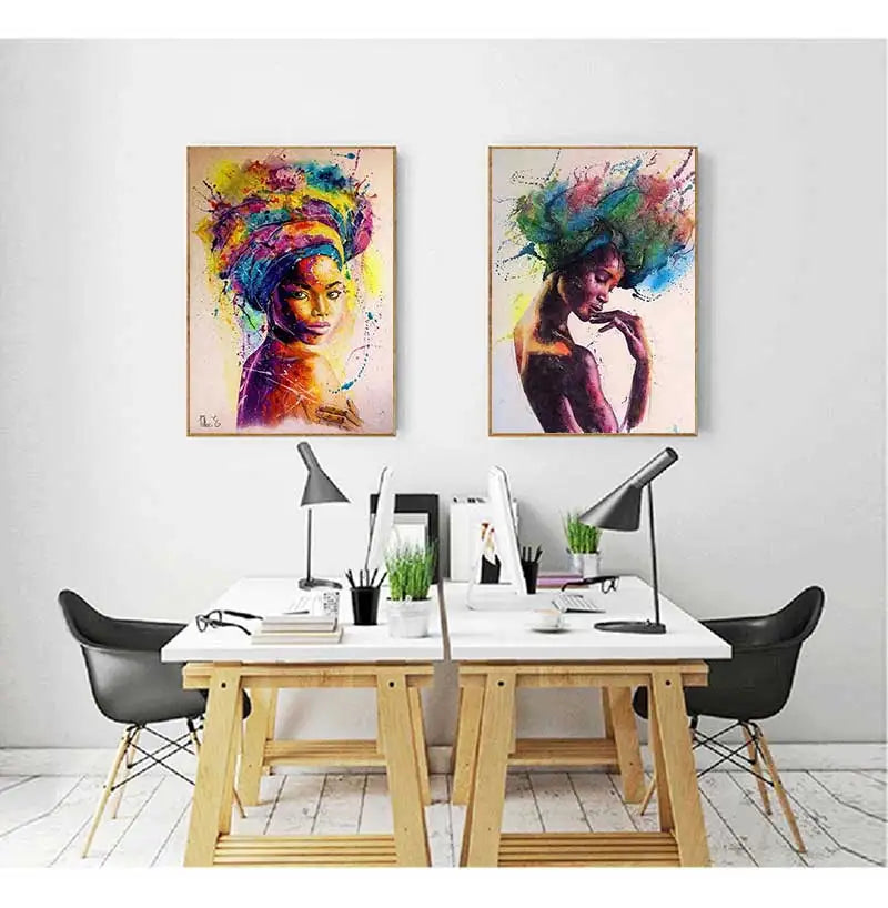 Posters And Prints Abstract African Girl Canvas Paintings On The Wall Art Pictures Decor Black Woman Graffiti Peaceful Pleasures Health and Wellness