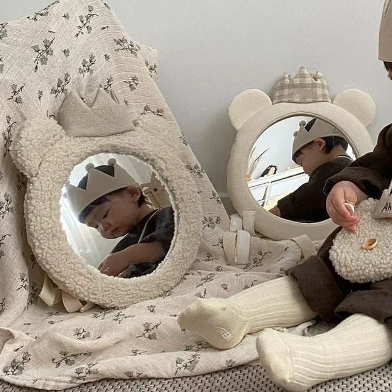 Studio Shooting Mirror Baby Child Reflector Korean Ins Bear Crown Mirror Children's Room Clothing Store Decoration Pendant Photo Peaceful Pleasures Health and Wellness