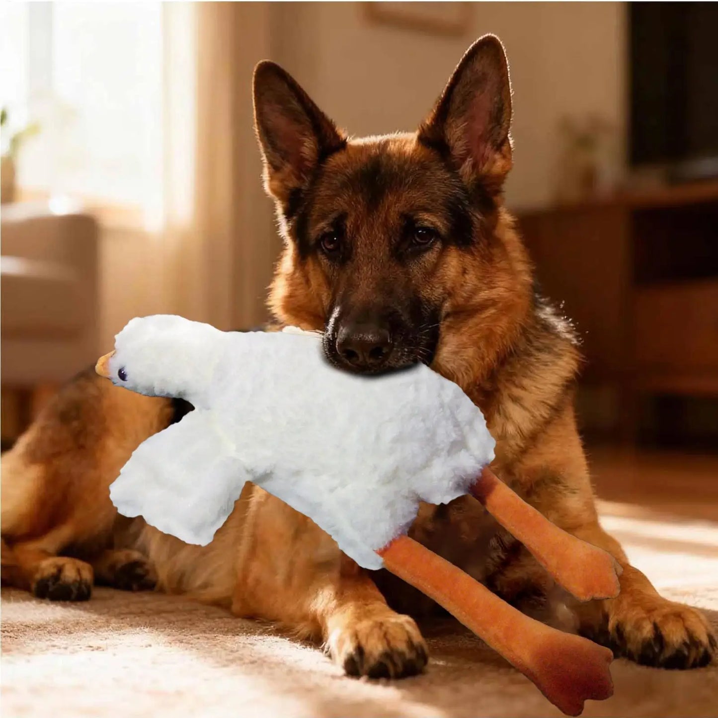 White Duck Plush Dog Chew Toy | Bite-Resistant Stuffed Pet Toy Plush Dog Toy Peaceful Pleasures Health and Wellness
