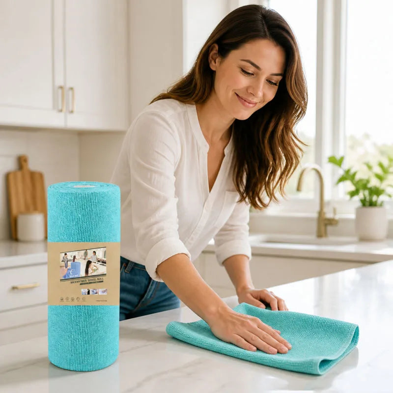 Tearable Cleaning Towel Roll – Reusable Absorbent Wipes (20 Sheets)
