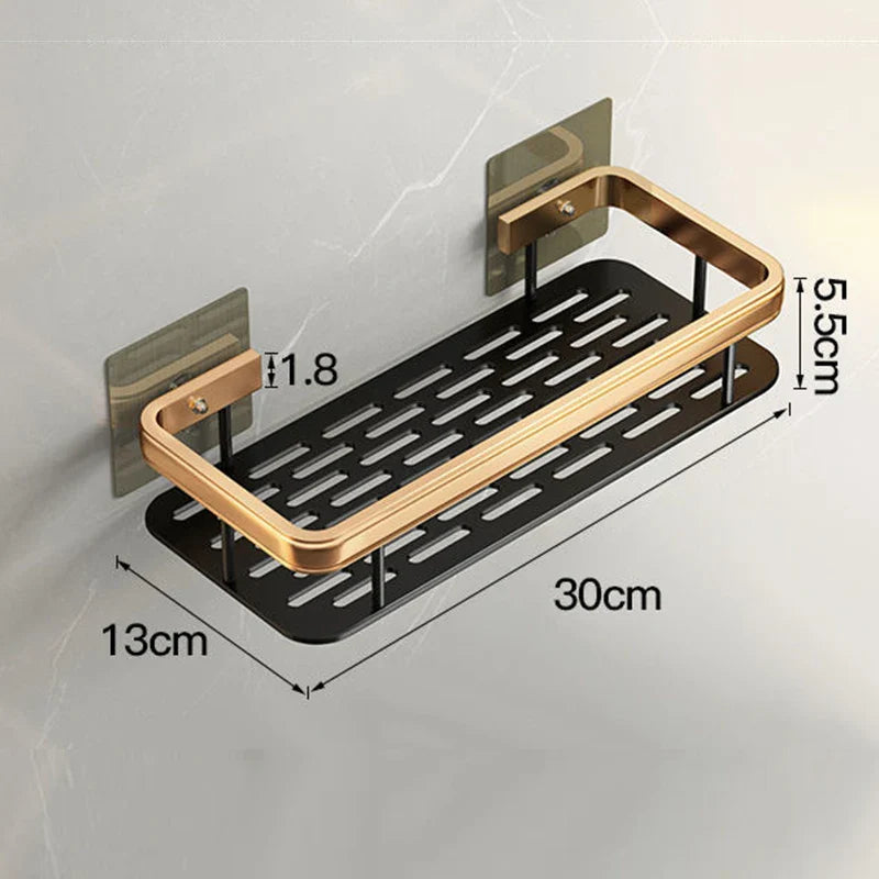 Drill-Free Aluminum Corner Shower Shelf | 1–3 Piece Set