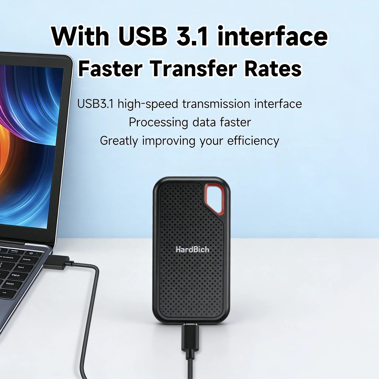 Portable External SSD Drive USB 3.1 Type-C for Laptop, Mac & PC