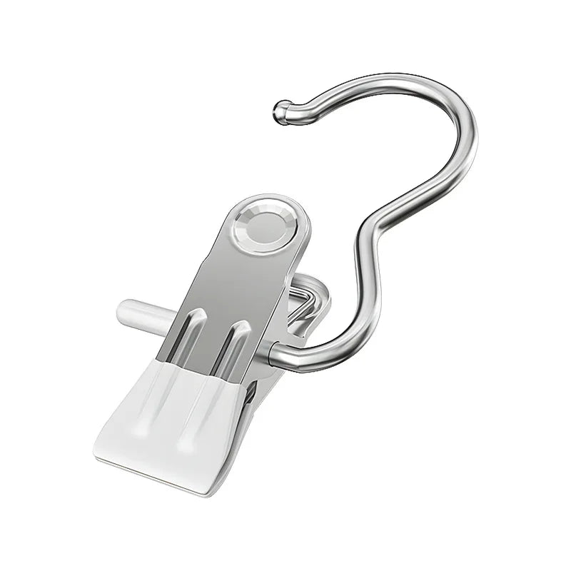 10pcs Multifunctional Stainless Steel Pants Clip with Double Adhesive Hooks for Home Storage And Clothes Drying Peaceful Pleasures Health and Wellness