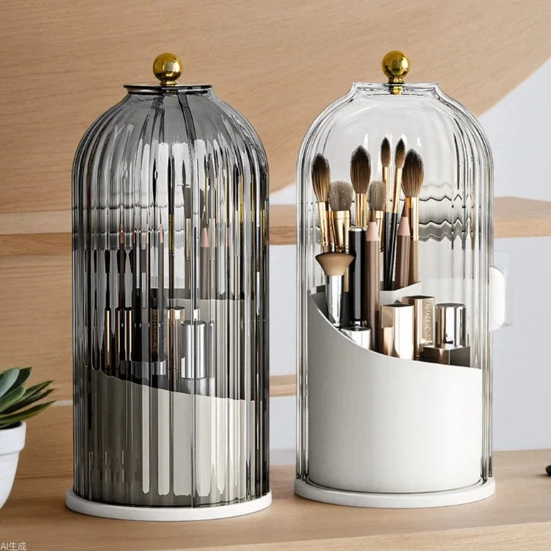 360° Rotating Makeup Brush Holder with Dustproof Lid | Organizer