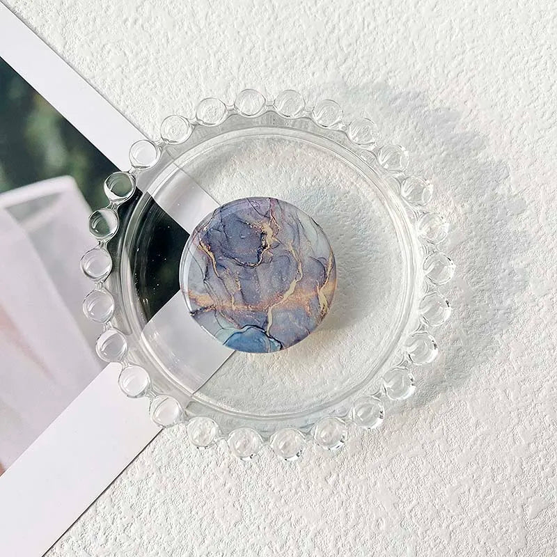 Socket Grip Tok Acrylic Glue Material High Quality Transparent Folding Stand Marble Pattern Phone Holder Foldable phone grip Peaceful Pleasures Health and Wellness P193-08