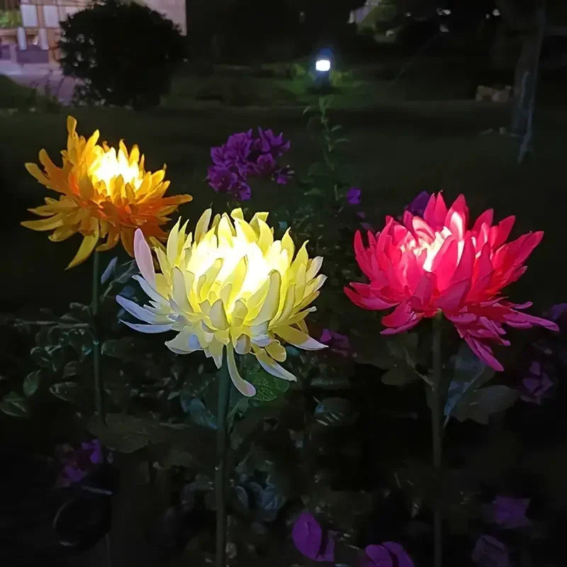 Solar Garden Lamp Solar Flowers Lights Solar Powered Chrysanthemum LED Lawn Light Outdoor Garden Decor Perfect for Yard Fence Peaceful Pleasures Health and Wellness