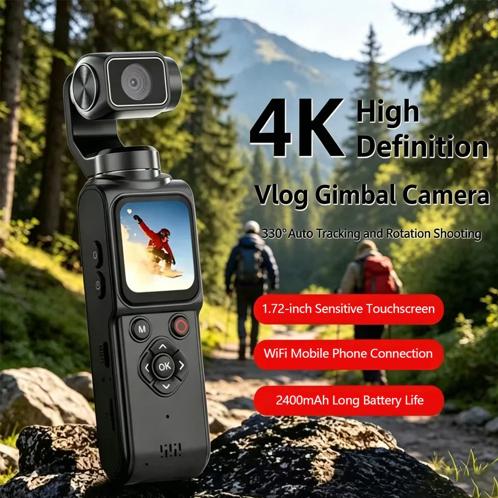 4K WiFi Action Camera – 330° Rotation, Face Tracking & Touch Screen