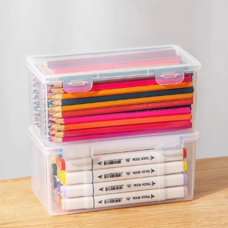 2Pcs Transparent Dustproof Waterproof PP Plastic Pencil Organizer Portable Stationery Storage Box for Students & Office Workers Peaceful Pleasures Health and Wellness B 2pcs