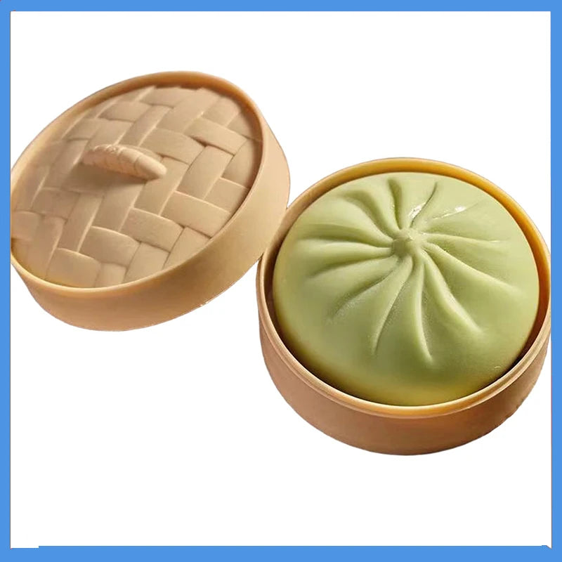 Colorful Dumpling Squishes Stress Balls Fidget Sensory Toys Simulation Food Squishies Bun with Steamer Squeeze Dough Ball Gifts Peaceful Pleasures Health and Wellness A One Size