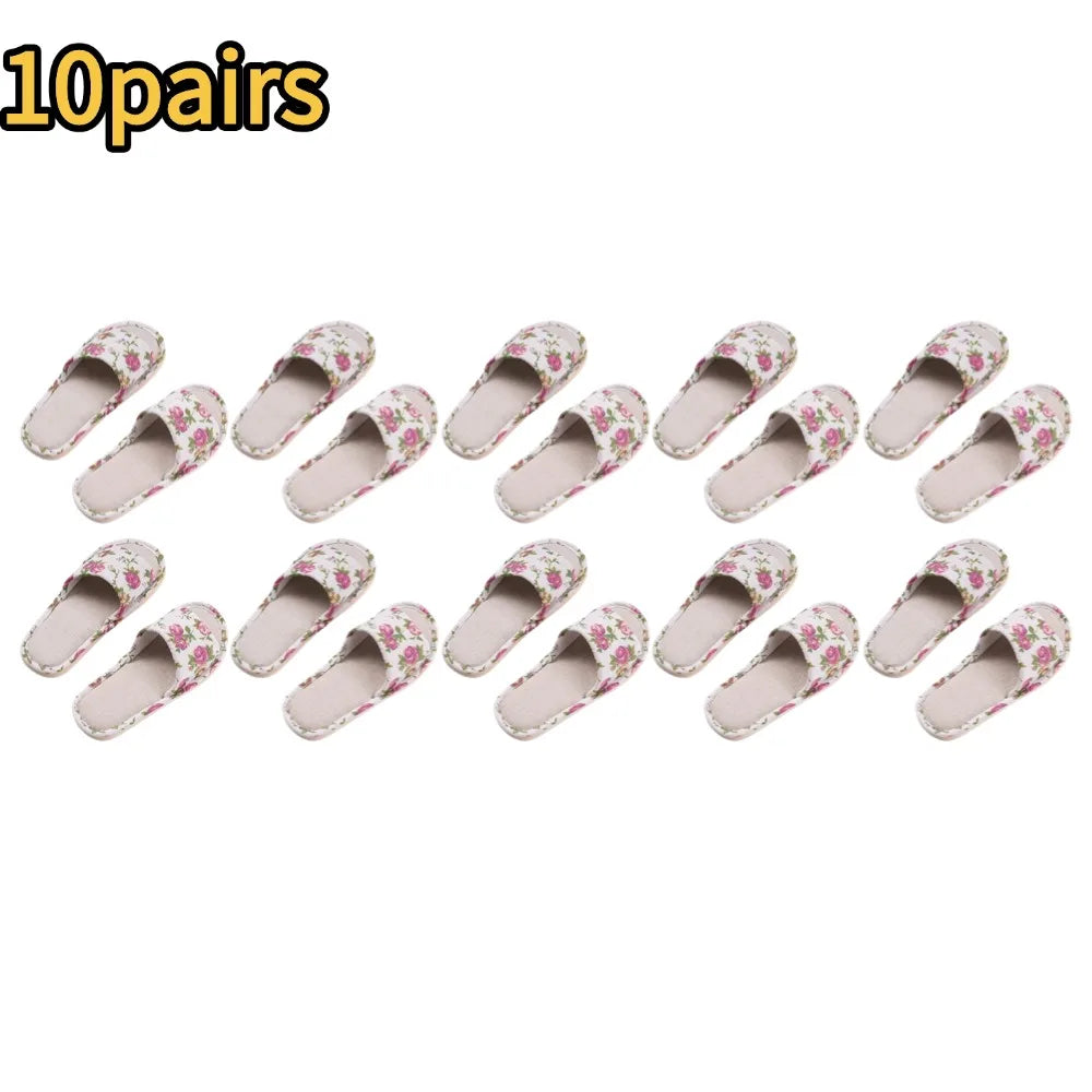 Women's Floral Indoor Slippers – Anti-Slip Flat Home Shoes