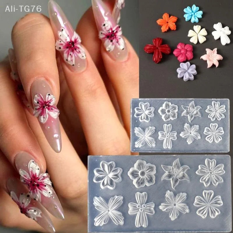 3D Flower Silicone Nail Art Mold – Reusable Petal DIY Template
