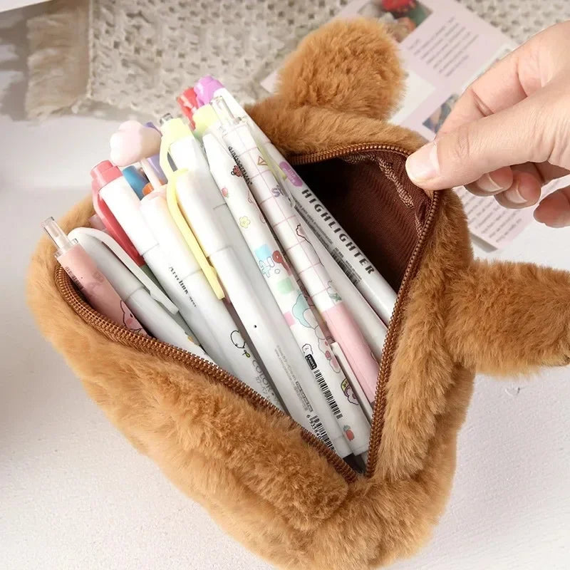 Kids Cute Capybara Plush Pencil Case – Large Capacity Pouch
