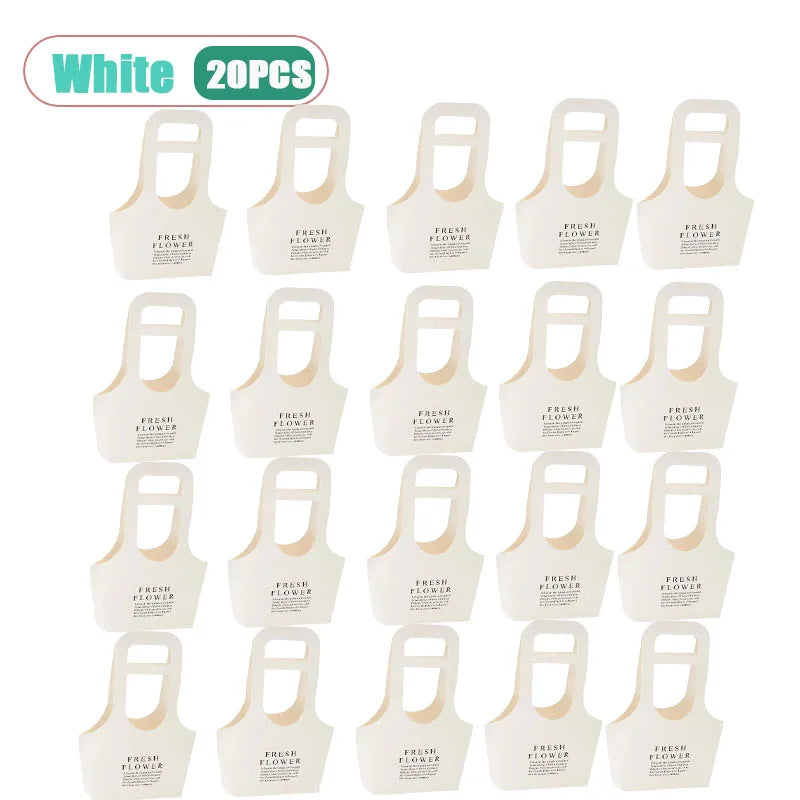 Kraft Paper Flower Bags Waterproof Foldable with Handle | 10–40 Pcs