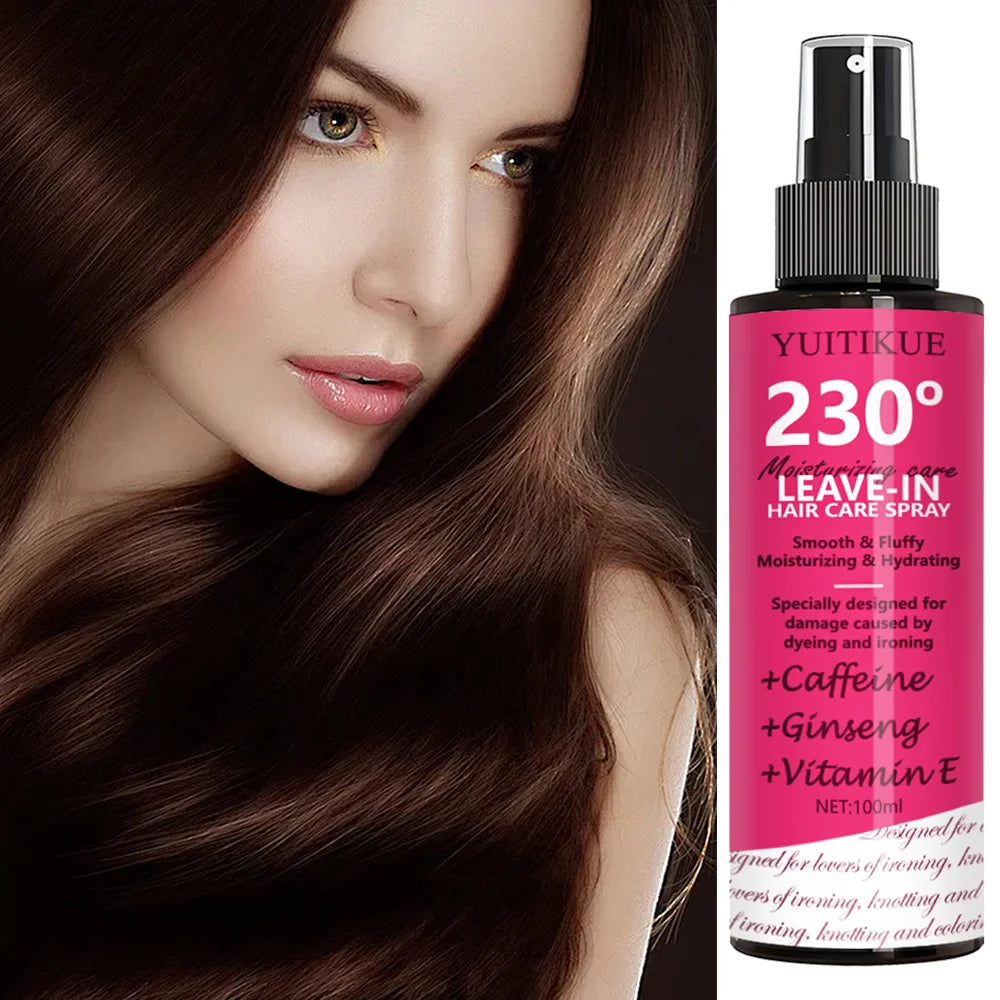 YUITIKUE leave-in spray contains caffeine and ginseng, instantly repairs dyed/heat-damaged hair, making it smooth and voluminous Peaceful Pleasures Health and Wellness