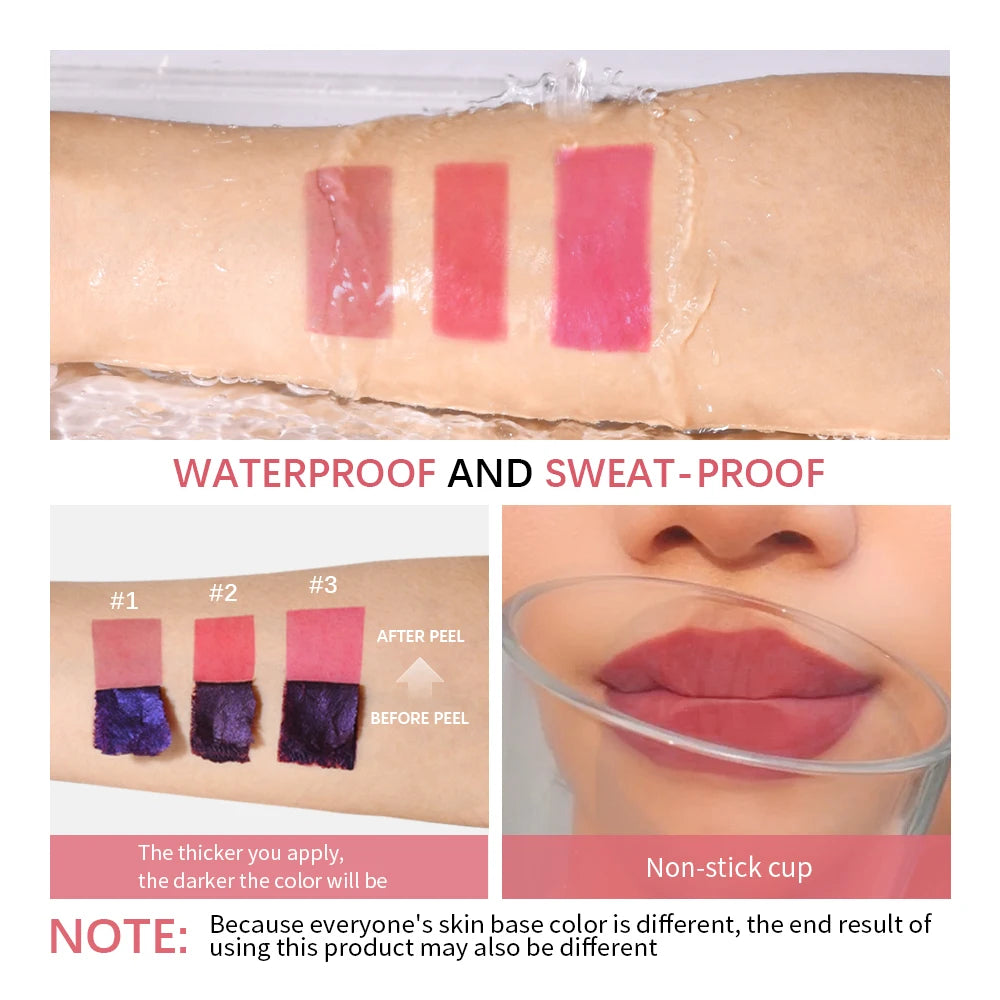 Peel Off Matte Lip Tint Long Lasting Lip Ink Waterproof Liquid Lipstick Korean Cosmetics Non Fade High Color Rendering Lip Gloss Peaceful Pleasures Health and Wellness