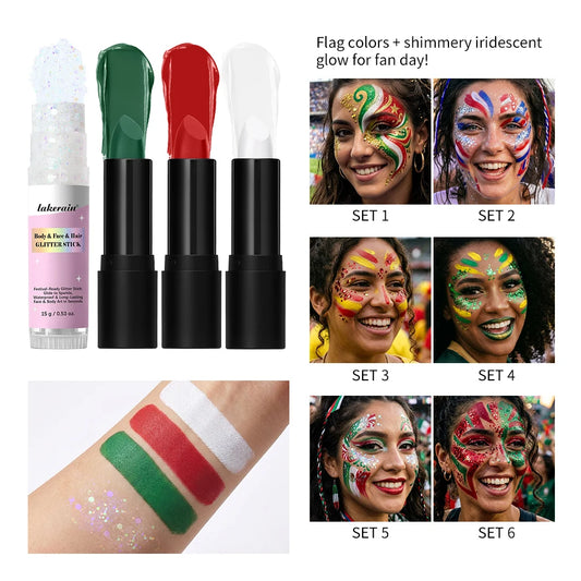 Face Paint Stick Set Multiple National Flag Color Safe Non-Toxic High Pigment Body Paint Stick for Halloween Cosplay Sport Event Peaceful Pleasures Health and Wellness