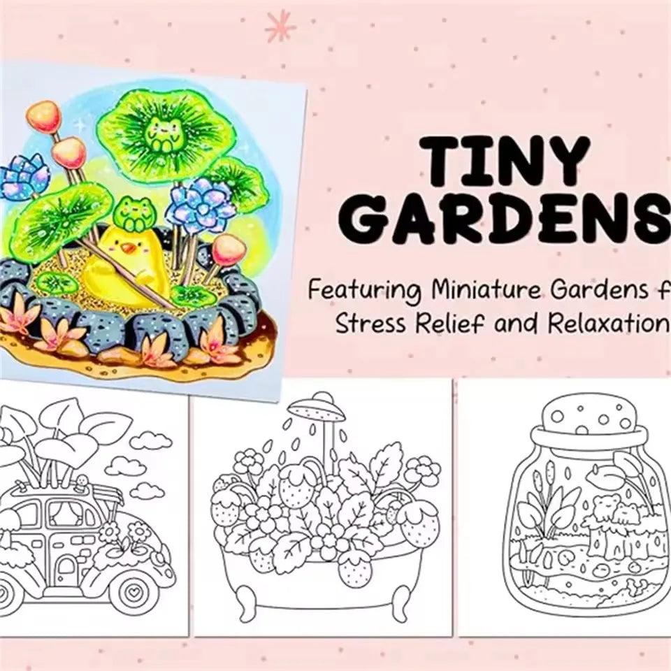 TINY GARDENS Bold-easy Patterns Coloring Book Adults Cute Drawing