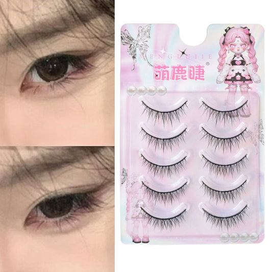 5 Pairs Cosplay False Eyelashes Wispy Eyelash Extension Enlarge Your Eyes With Hard Band Natural Makeup Party Daily Korean Style Peaceful Pleasures Health and Wellness A