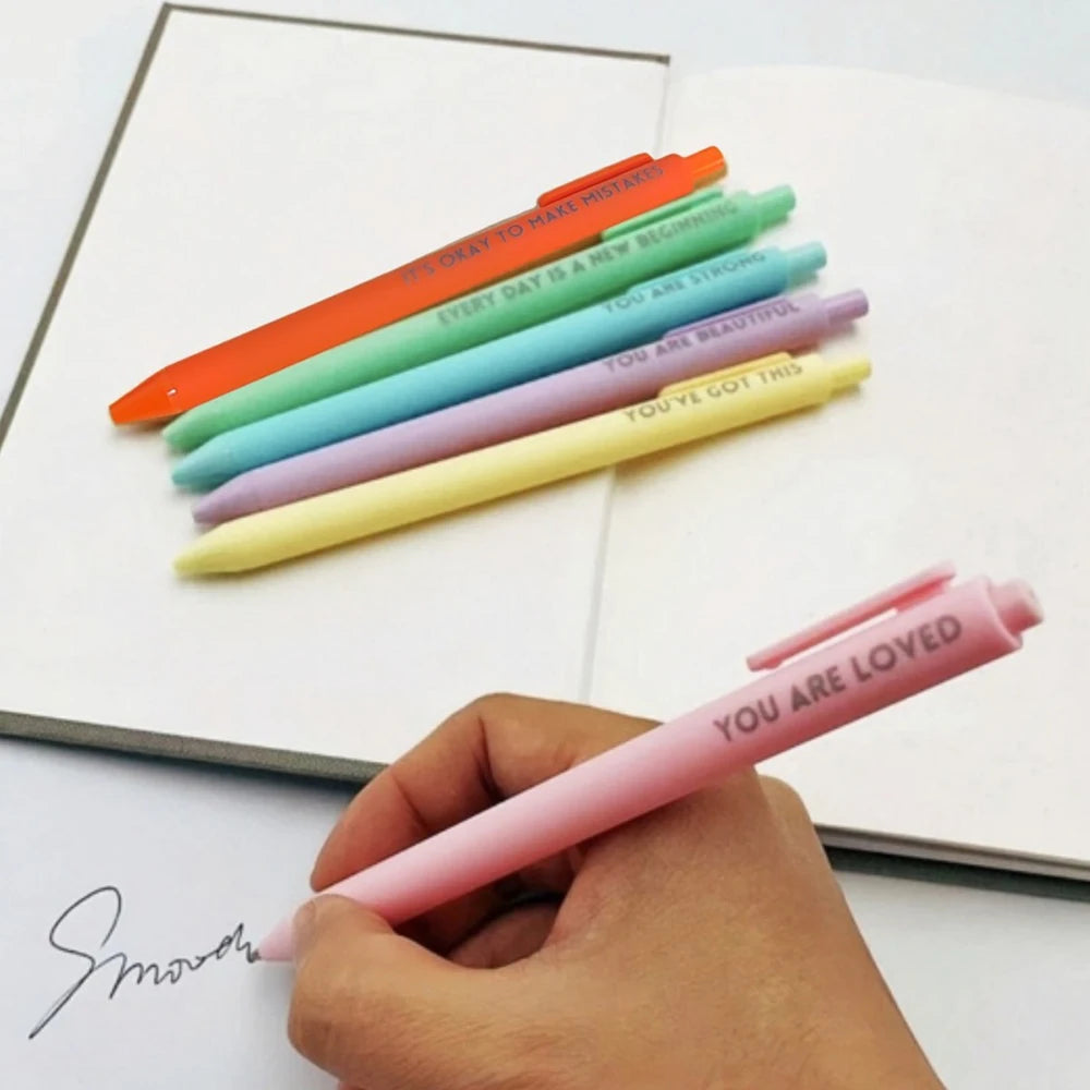 6-pack Motivational Press Neutral Pen Encouraging Quotes Plastic