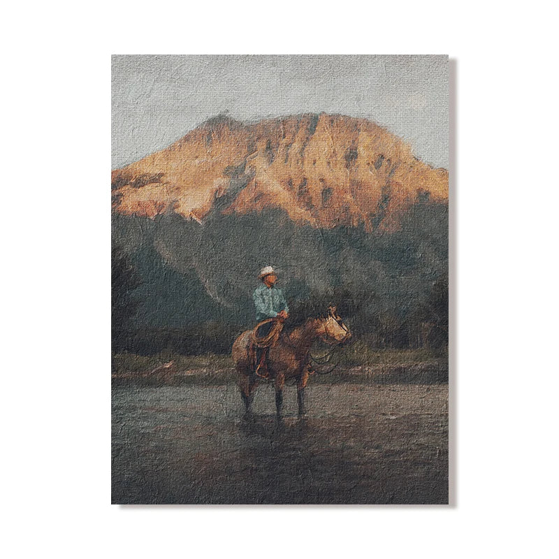 Vintage Cowboy Canvas Print | Rustic Western Wall Art Canvas Wall Art Peaceful Pleasures Health and Wellness 3 20x30cm Unframed