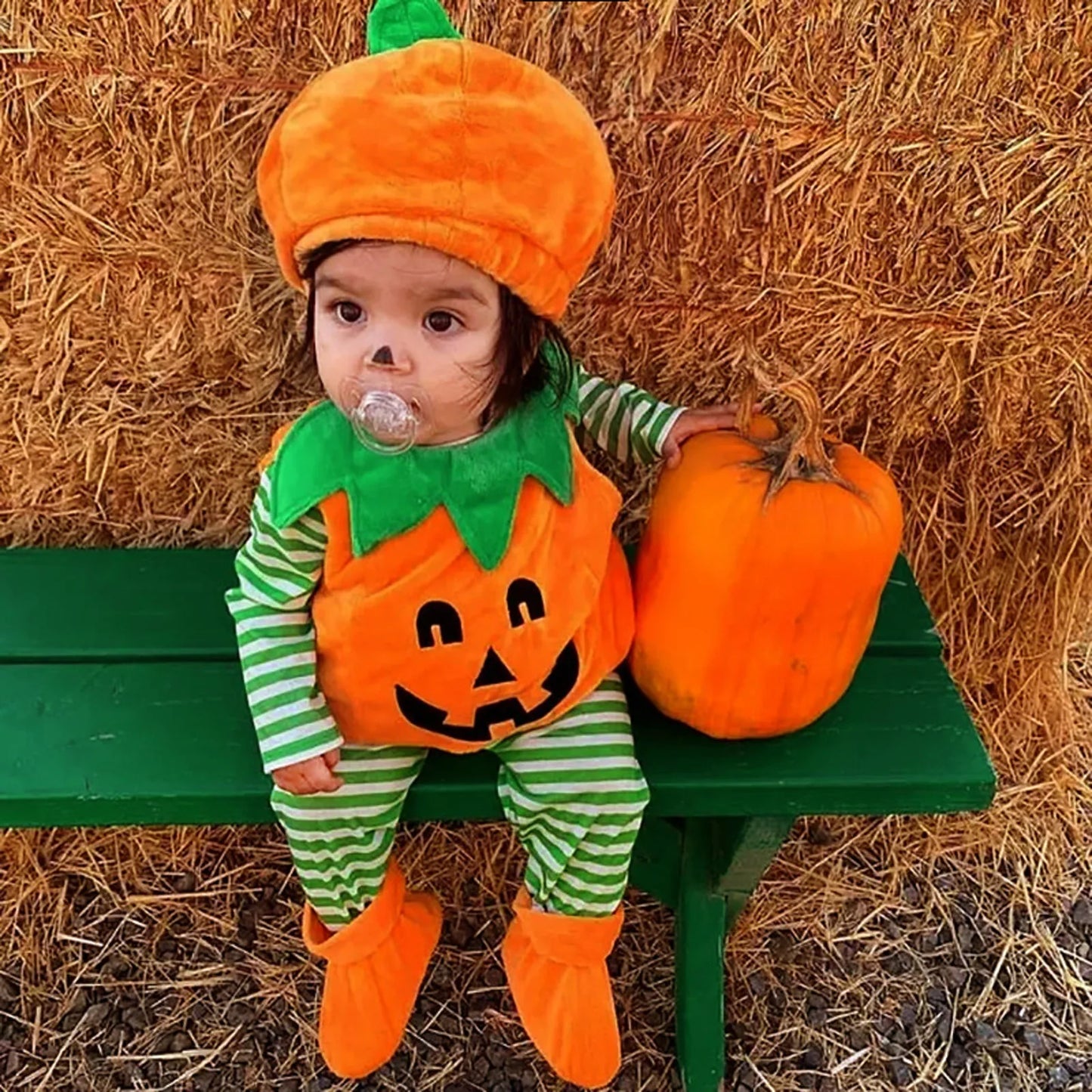 Baby Halloween Pumpkin Costume – Romper, Hat & Socks Set