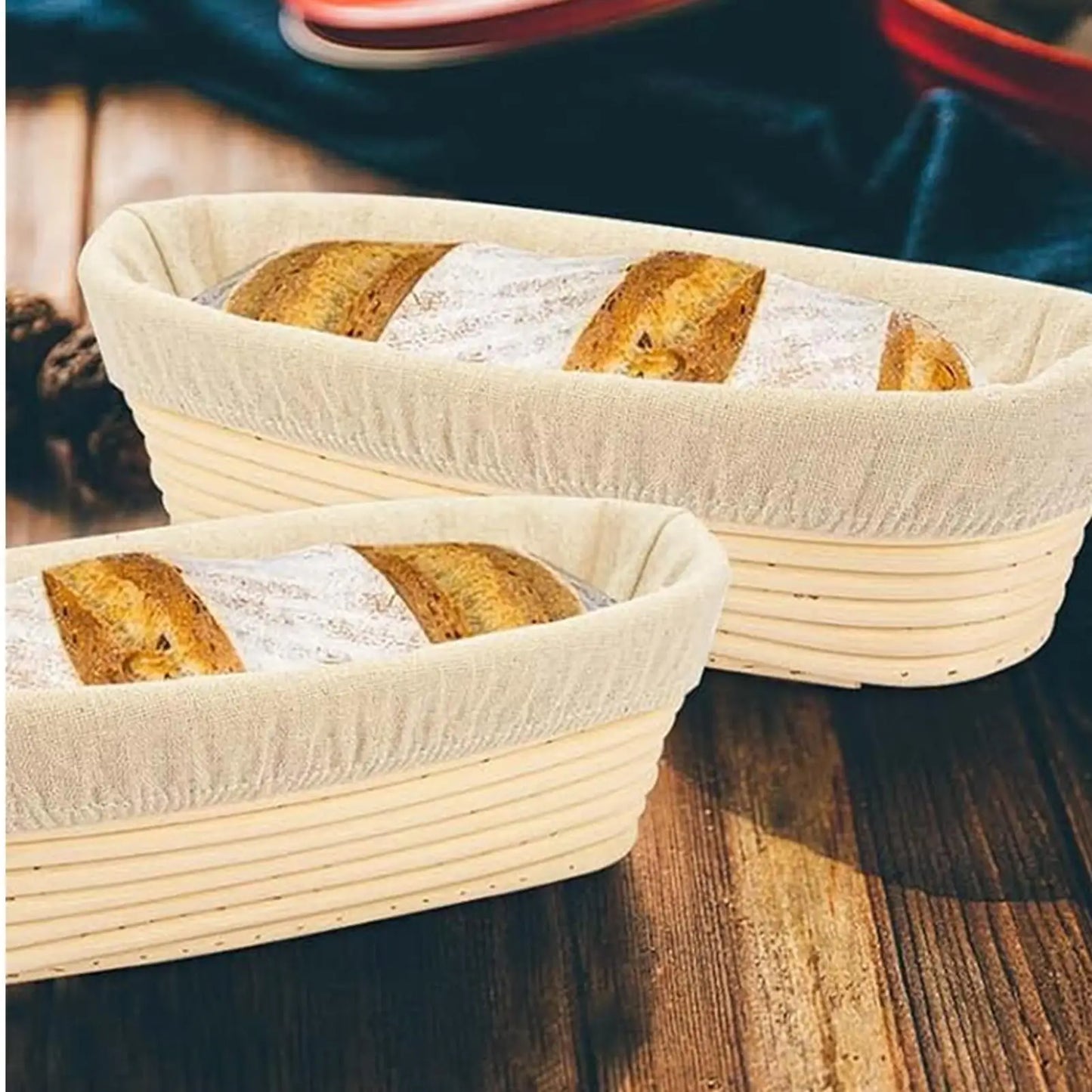 Rattan Sourdough Bread Proofing Basket with Cloth Liner | Oval