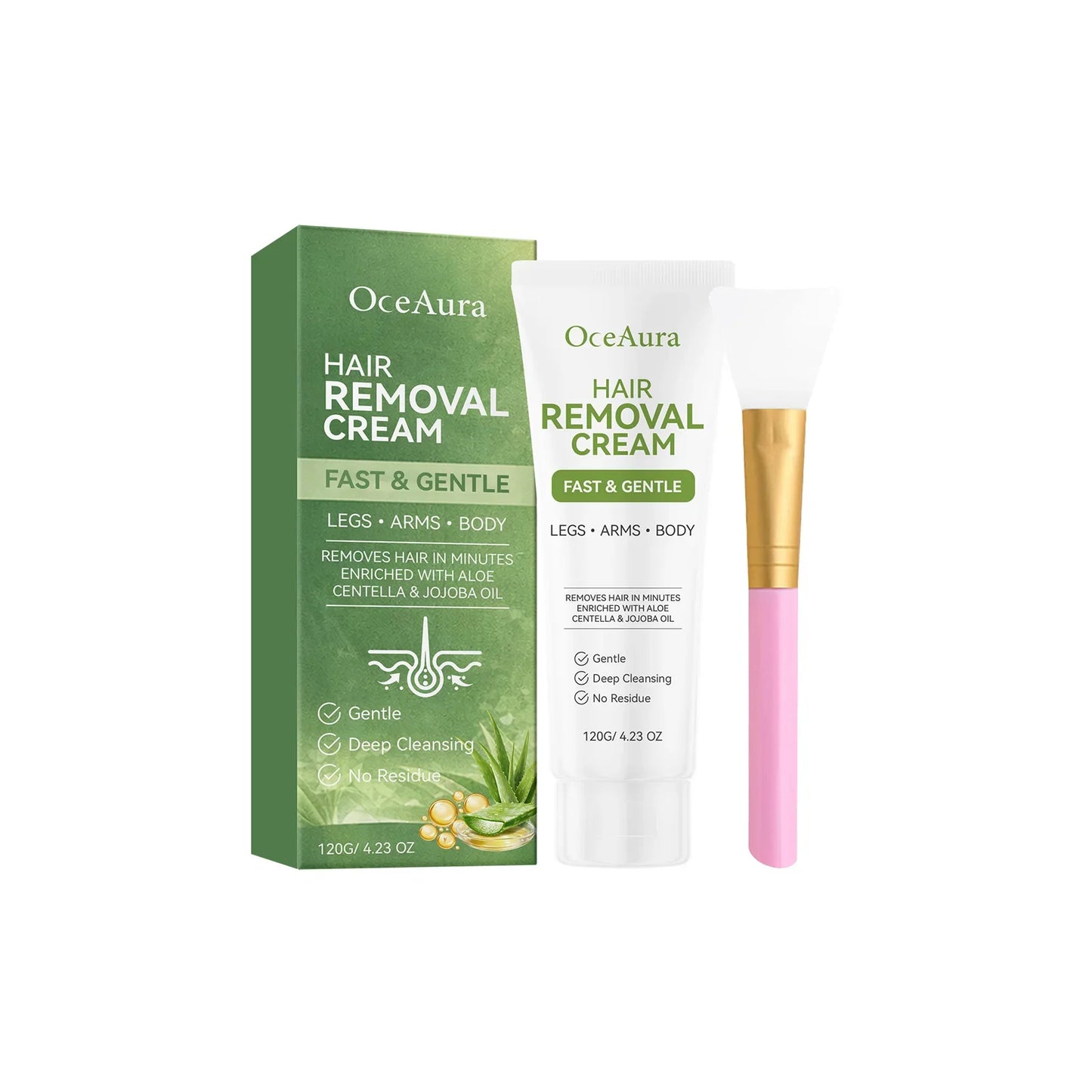 OceAura Painless Hair Removal Cream – Legs, Arms & Underarms