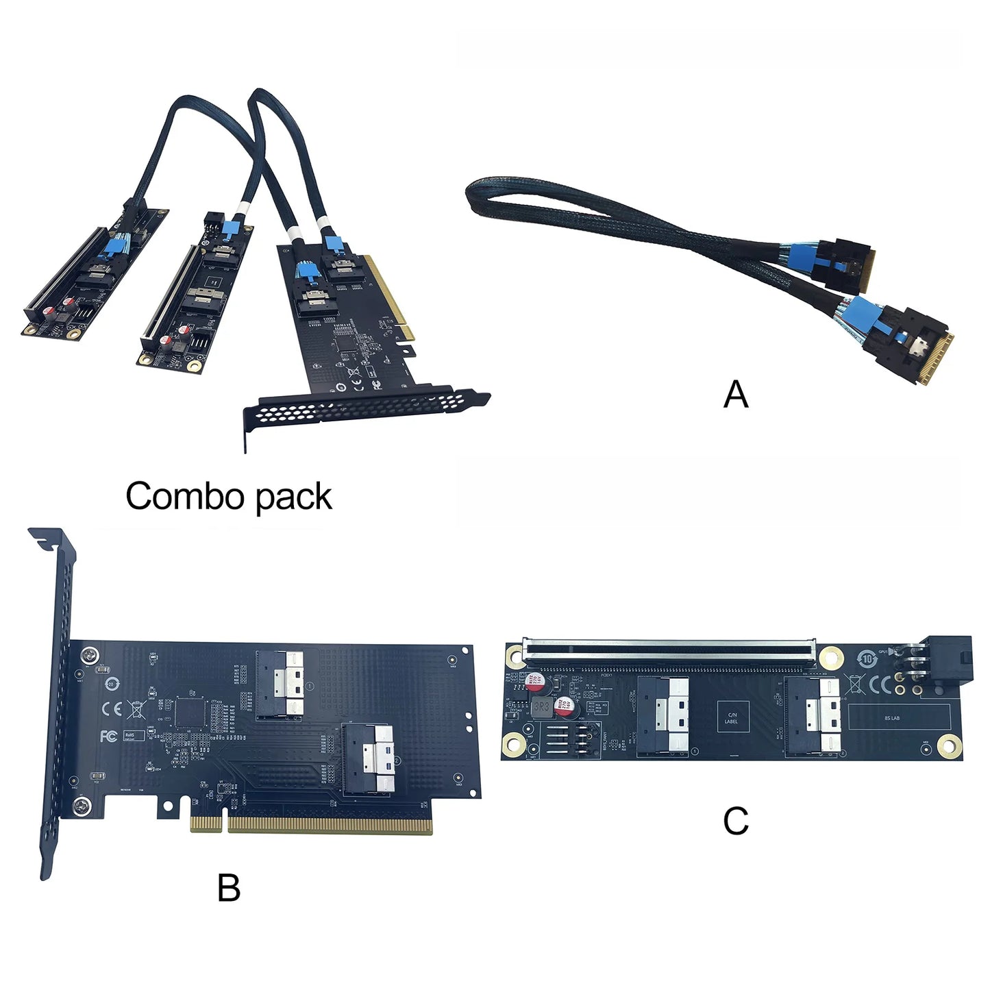 Discrete GPU Graphics Card U.2 SSD Extension Adapter PCI Express 4.0 X16 to SlimSAS SFF-8654 8i A-B Cable Converter Riser Cables Peaceful Pleasures Health and Wellness