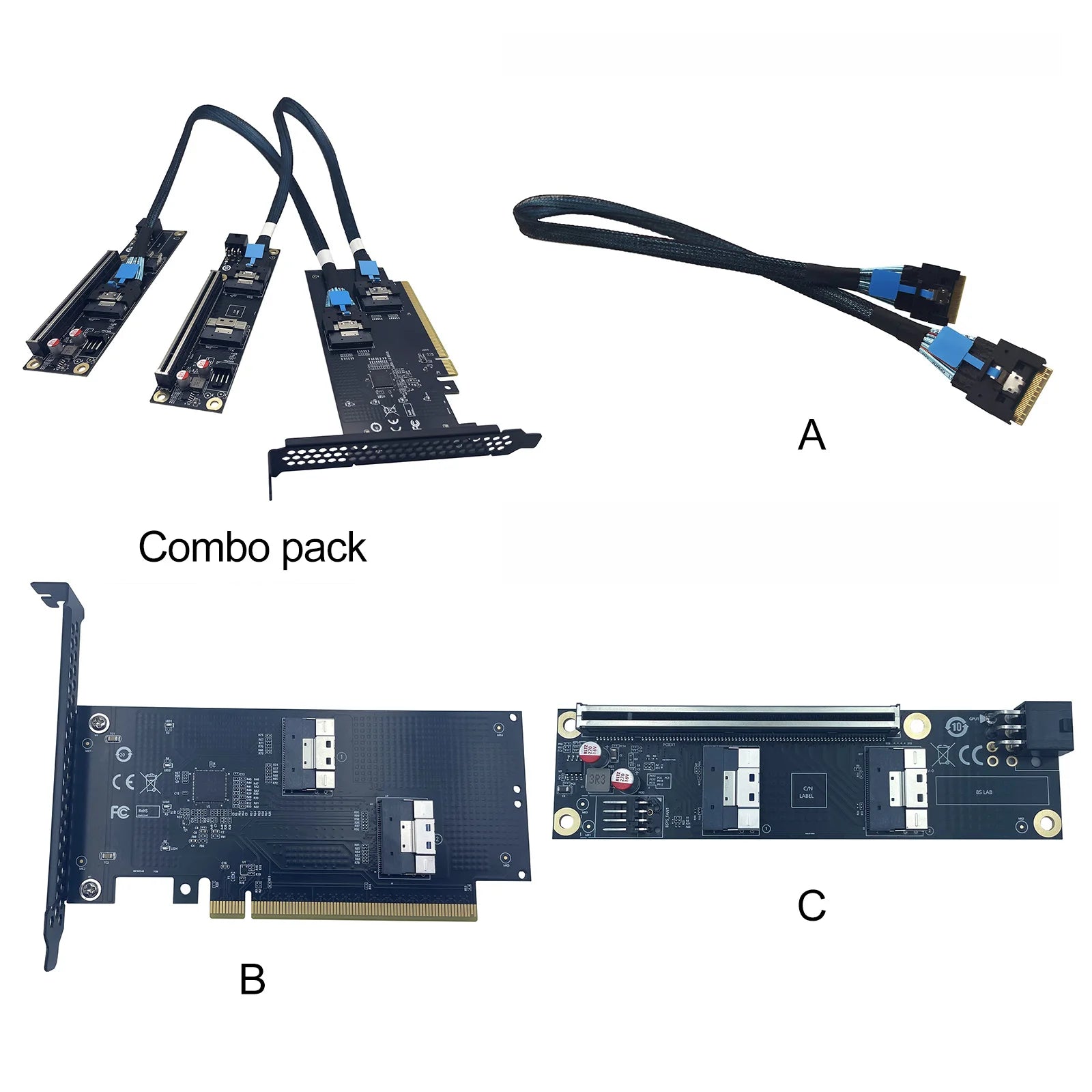 Discrete GPU Graphics Card U.2 SSD Extension Adapter PCI Express 4.0 X16 to SlimSAS SFF-8654 8i A-B Cable Converter Riser Cables Peaceful Pleasures Health and Wellness