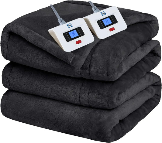 Queen Size Flannel Electric Blanket – 10 Levels, Grey Peaceful Pleasures Health and Wellness United States