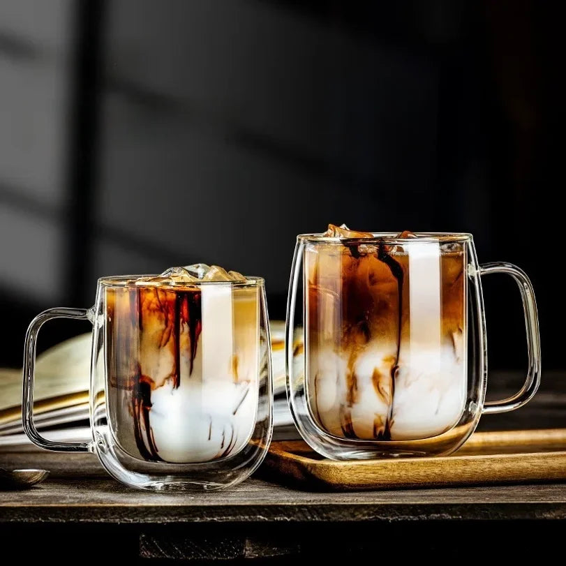 Double Wall Glass Coffee Cup with Handle – Insulated Espresso