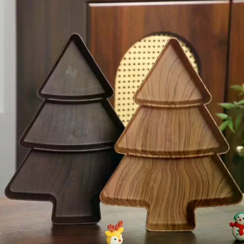 Christmas Tree Snack Plate 3-Compartment | Festive Serving Tray