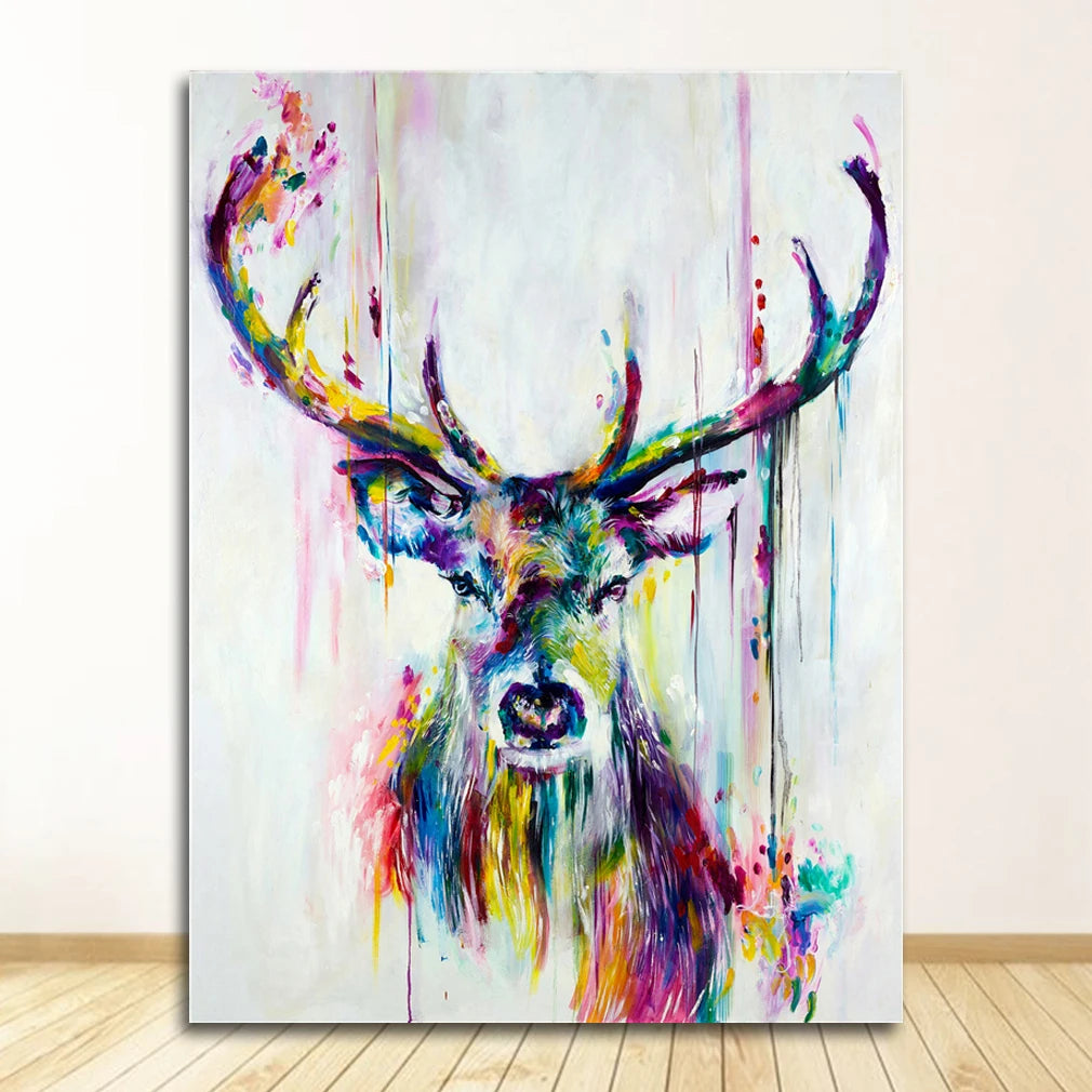 Kids Room Watercolor Animal Canvas Art – Elephant & Deer Print