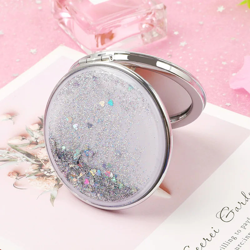 Double-Sided Compact Pocket Mirror | Sparkling Sand Design