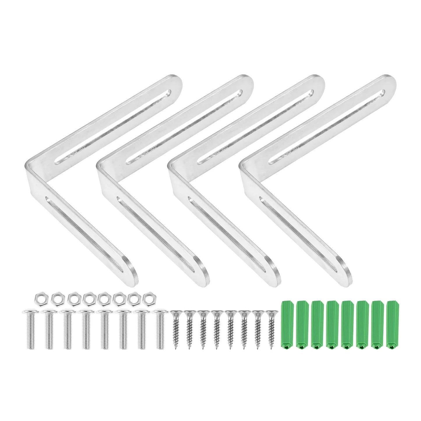 4-Pack 90° Slotted Corner Braces | Heavy Duty Stainless Steel