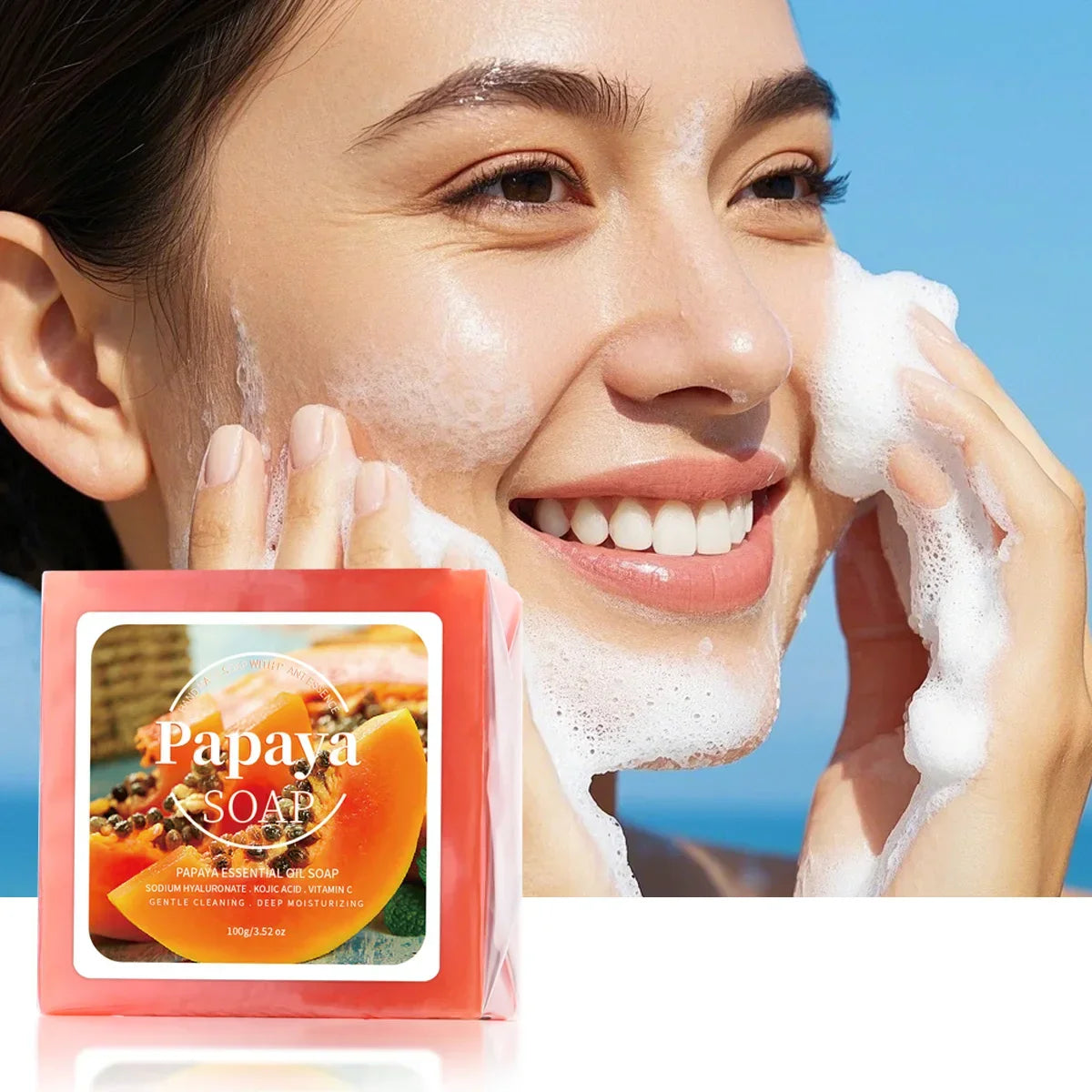 B+ Papaya Extract Handmade Soap – Coconut & Goat Milk 100g