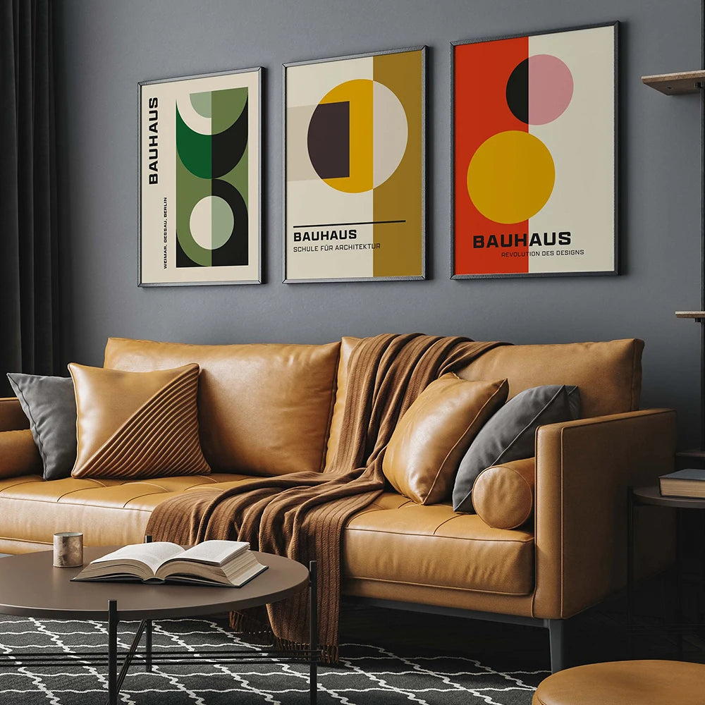 Creative Color Geometric Pattern Wall Art Canvas Painting Nordic Bauhaus Style Poster Print Picture for Modern Living Room Decor Peaceful Pleasures Health and Wellness