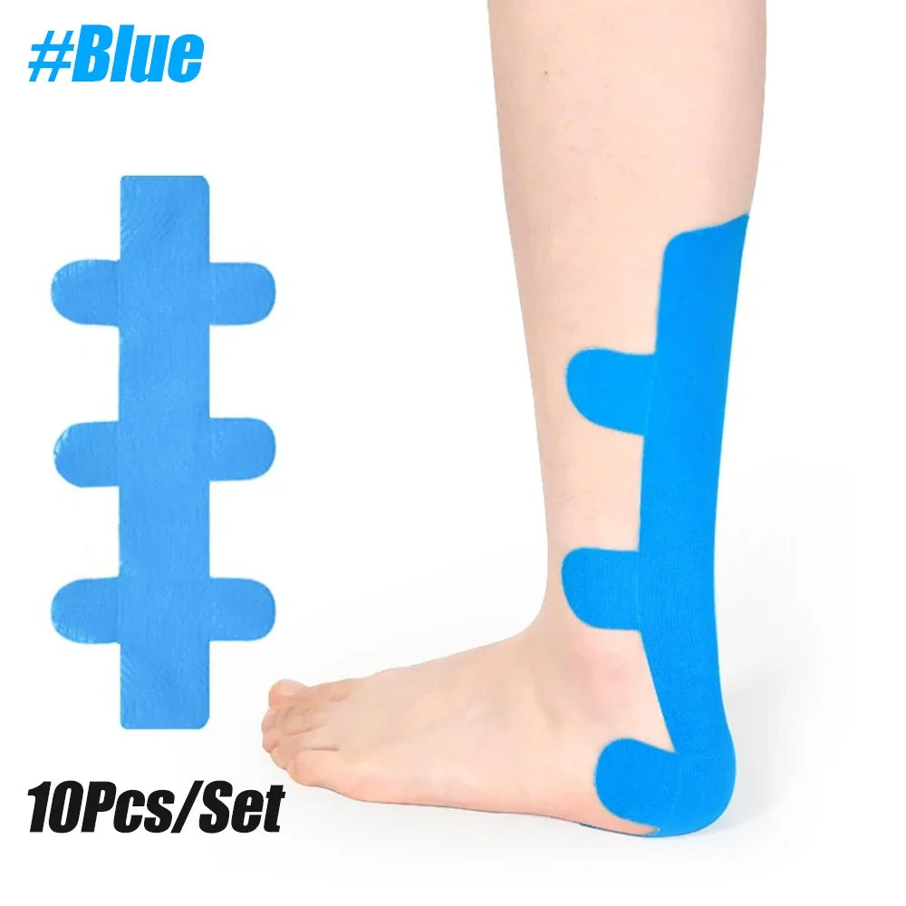 10PCS Kinesiology Achilles Tendon Tape,Provide Support for Ankle Achilles,Elastic Athletic Tape,Breathable K Tape for Daily use Peaceful Pleasures Health and Wellness Blue-10PCS