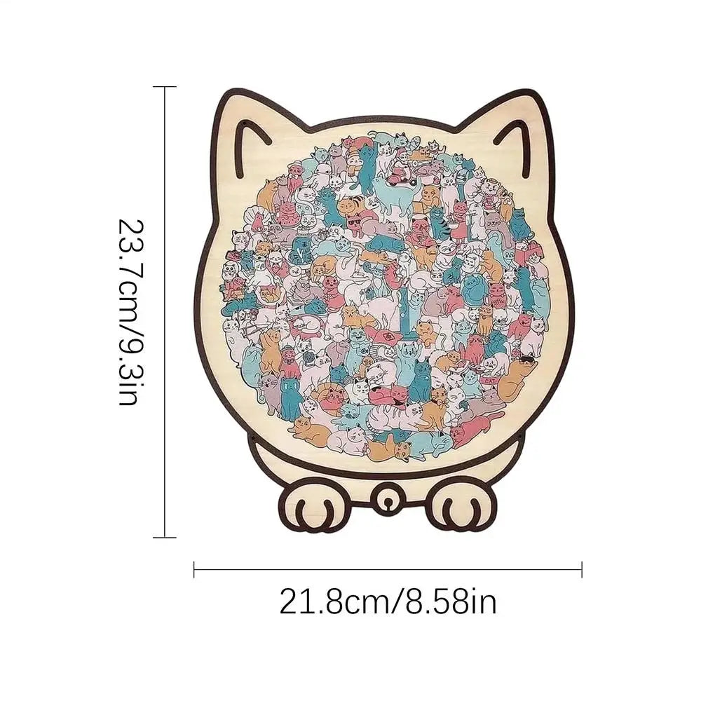 135pcs Wooden Cat Puzzle Animal Shape Wood Cut Puzzles Gifts For Cat Lovers Home Decoration Christmas New Year Gift for kids Peaceful Pleasures Health and Wellness Macaron