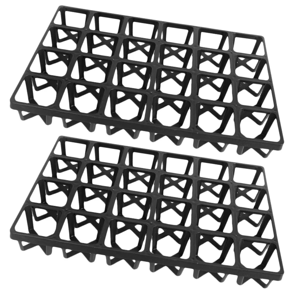 2Pcs Gardening Plant Germination Tray Racks Plastic Nursery Storage Racks 24 Grids for Seedling Starter and Potting Peaceful Pleasures Health and Wellness