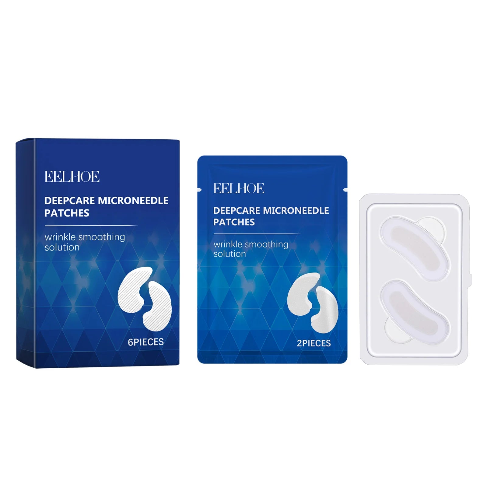 0.25mm Hyaluronic Acid Microneedle Patches Reduce Dark Circles Improve Eye Bags Puffiness Hydrating Anti-Aging Eye Care Peaceful Pleasures Health and Wellness 6pieces Boxed